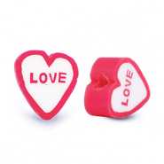 Perline di polimero ''Love'' rosso-bianco