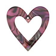 Pendenti in resina cuore rosa magenta-nero