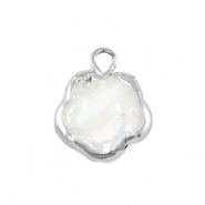 Perle di acqua dolce ciondolo fiore argento-bianco naturale