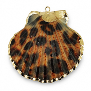 Pendenti di conchiglia prodotti speciali conchiglia di capesante leopardo marrone rame-oro