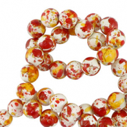 Perline di ceramica 8mm bianco-arancia rosso