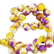 Perline di ceramica 6mm bianco-giallo viola