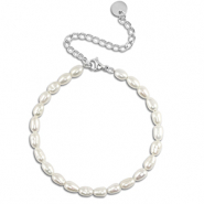 Bracciali in acciaio inossidabile perle argento