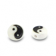 Perline alfabeto in acrilico Yin & Yang bianco-nero