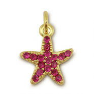 Metallo TQ in ottone ciondolo stella marina oro-magenta