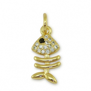 Metallo TQ in ottone ciondolo lisca di pesce oro