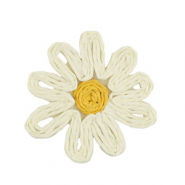 Pendenti in rafia fiore 50mm bianco