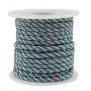 Cordoncino intrecciato alla moda 3.5mm blu-rosa-argento