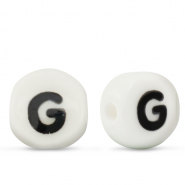 Perline alfabeto in ceramica G bianco-nero