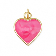 Metallo TQ in ottone ciondolo cuore oro-rosa scuro marmo