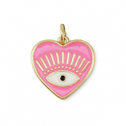 Metallo TQ in ottone ciondolo cuore occhio della provvidenza oro-rosa-bianco