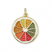 Metallo TQ in ottone ciondolo fetta di frutta oro-multicolore