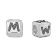 Perline alfabeto di metallo DQ M/W argento antico (privo di nichel)