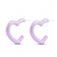 Orecchini alla moda a cuore viola lilla-effetto perlato