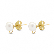 Componenti in acciaio inossidabile orecchini Imitazione di perla con anellino 6mm oro