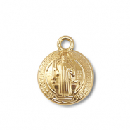 Ciondoli di metallo rotondo con santo oro