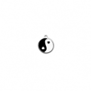 Ciondoli in acciaio inossidabile tonda Yin & Yang argento-nero-bianco