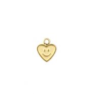 Ciondoli in acciaio inossidabile cuore con smiley oro