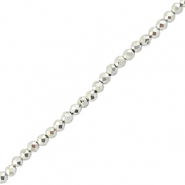 Perline sfaccettate 2mm tonda argento metallico