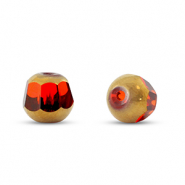 Perline di vetro tonda rosso trasparente-oro