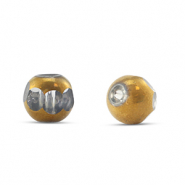 Perline di vetro tonda grigio trasparente-oro