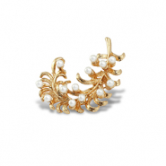 Broches piuma con perle oro-bianco