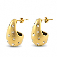 Orecchini in acciaio inossidabil goccia con strass oro