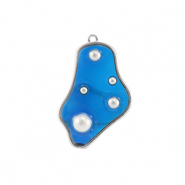 Pendenti in resina irregolare con perline argento-blu-bianco