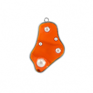 Pendenti in resina irregolare con perline argento-arancione-bianco