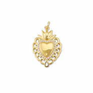 Metallo TQ in ottone ciondolo cuore con lotus oro