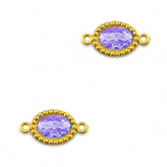 Distanziatore in acciaio inossidabile zircone ovale oro-viola
