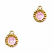 Ciondoli in acciaio inossidabile zircone tonda oro-rosa chiaro