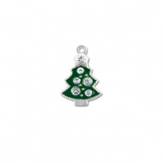Ciondoli di metallo zirconi albero di natale argento-verde