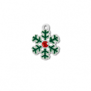 Ciondoli di metallo zirconi fiocco di neve argento-verde-rosso