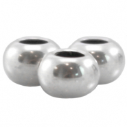 Perline di metallo DQ 6x4mm tonda argento antico (privo di nichel)