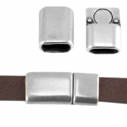 Chiusura magnetica di metallo DQ per pelle piatta 10mm argento antico (privo di nichel)