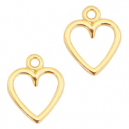 Ciondoli di metallo DQ 14x11mm cuore oro (privo di nichel)