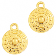 Ciondoli di metallo DQ 11x9 mm rotondo oro (privo di nichel)