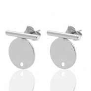 Perno di metallo DQ barra con cerchio 20x14 mm argento antico (privo di nichel)