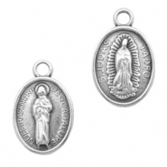 Ciondoli di metallo DQ ovale con disegno religioso argento antico (privo di nichel)
