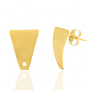Orecchini in acciaio inossidabile trapezio con anellino oro