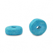 Perline di ceramica greca DQ 6mm rondella blu aquamarina
