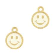 Ciondoli di metallo DQ smiley oro-bianco avorio (privo di nichel)