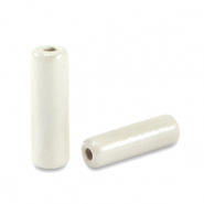 Perline di ceramica greca DQ tubo bianco crema