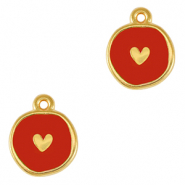 Ciondoli di metallo DQ cuore oro-rosso (privo di nichel)