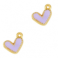 Ciondoli di metallo DQ fiore di loto oro-viola lavanda (privo di nichel)