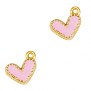 Ciondoli di metallo DQ fiore di loto oro-rosa lilla (privo di nichel)