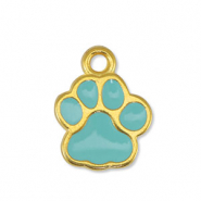 Ciondoli di metallo DQ zampa di cane blu menta-oro (privo di nichel)