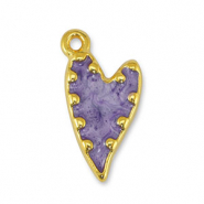 Ciondoli di metallo DQ cuore madreperla viola-oro (privo di nichel)