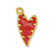 Ciondoli di metallo DQ cuore madreperla rosso-oro (privo di nichel)